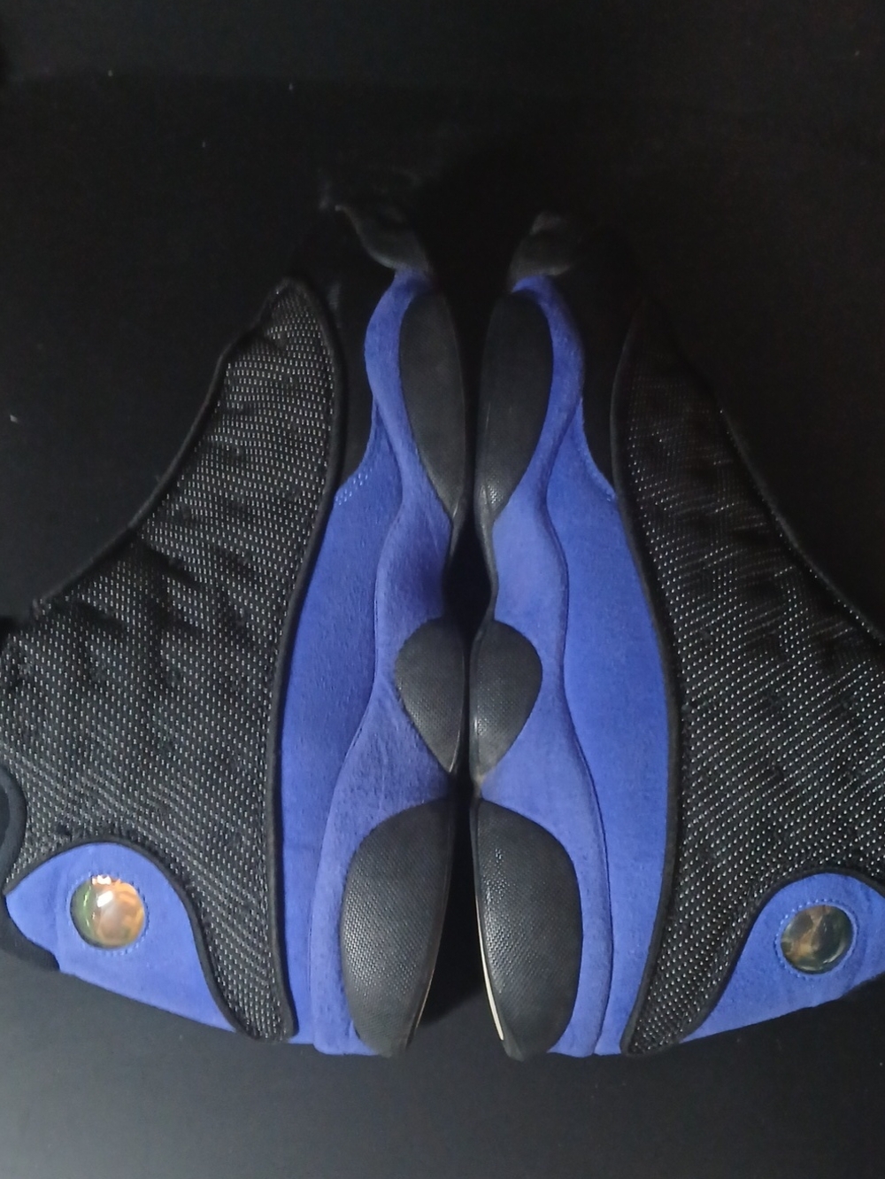 Jordan Men’s Athletic Shoes Black and Royal Blue Suede Accents - Picture 4 of 12